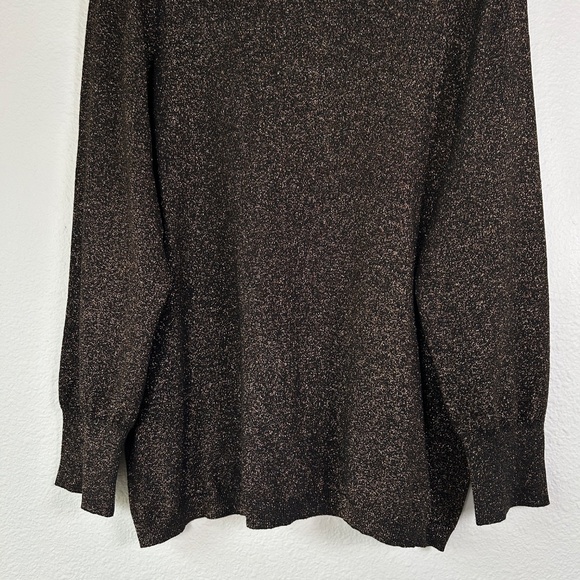 Chicos size 4 /XXL turtleneck pullover sweater metallic lurex black gold - Picture 4 of 12